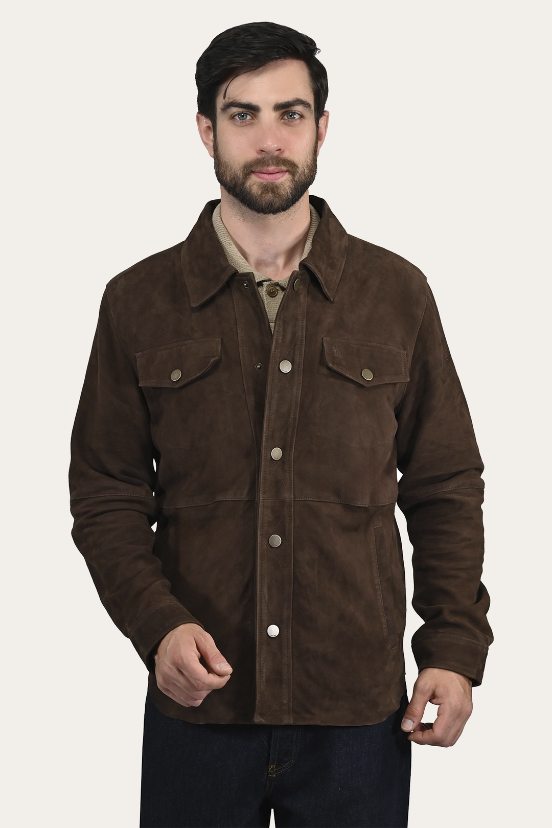 Men’s Dark Brown Authentic Suede Shacket Dark Brown - Frye