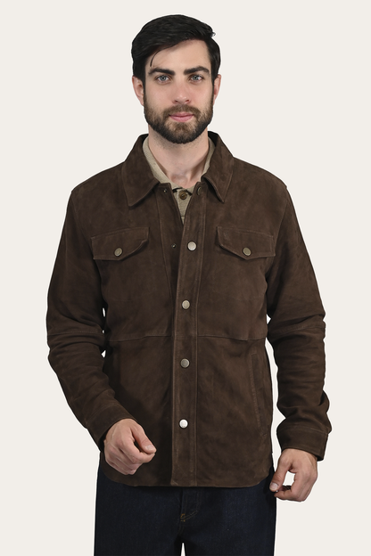 Men’s Dark Brown Authentic Suede Shacket Dark Brown - Frye