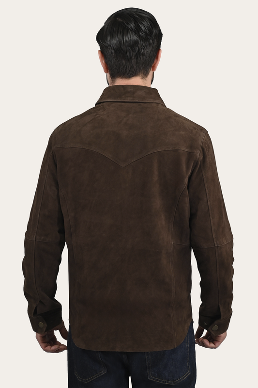 Men’s Dark Brown Authentic Suede Shacket Dark Brown - Frye