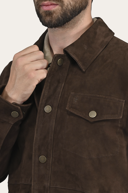 Men’s Dark Brown Authentic Suede Shacket Dark Brown - Frye