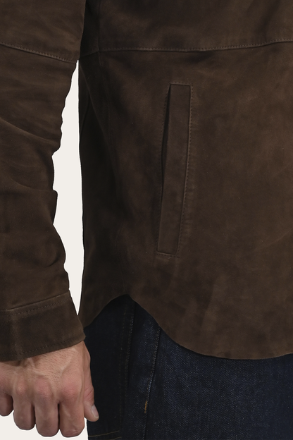 Men’s Dark Brown Authentic Suede Shacket Dark Brown - Frye