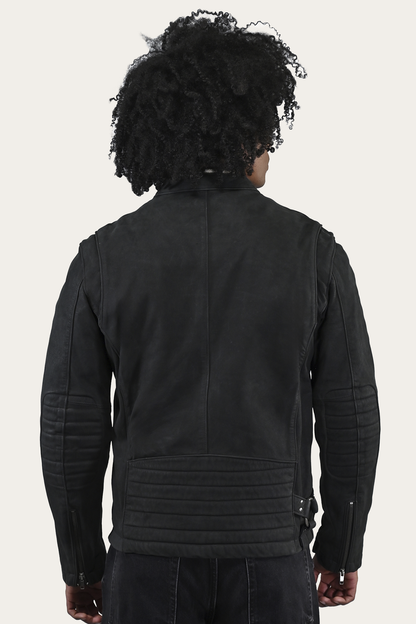 Men’s Black Cattleman Vintage Cafe Racer Leather Jacket Black - Frye