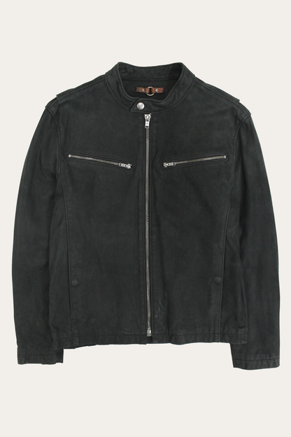 Men’s Black Cattleman Vintage Cafe Racer Leather Jacket Black - Frye