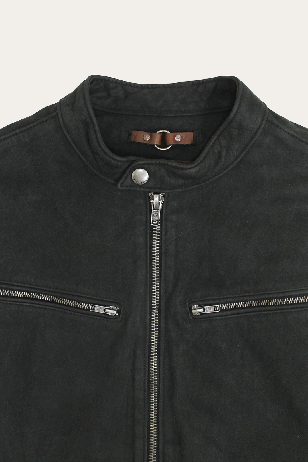 Men’s Black Cattleman Vintage Cafe Racer Leather Jacket Black - Frye