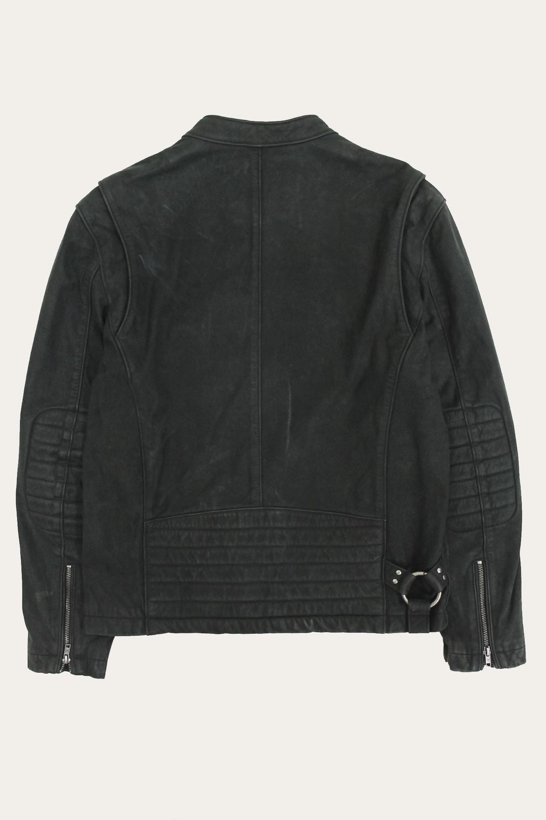 Men’s Black Cattleman Vintage Cafe Racer Leather Jacket Black - Frye