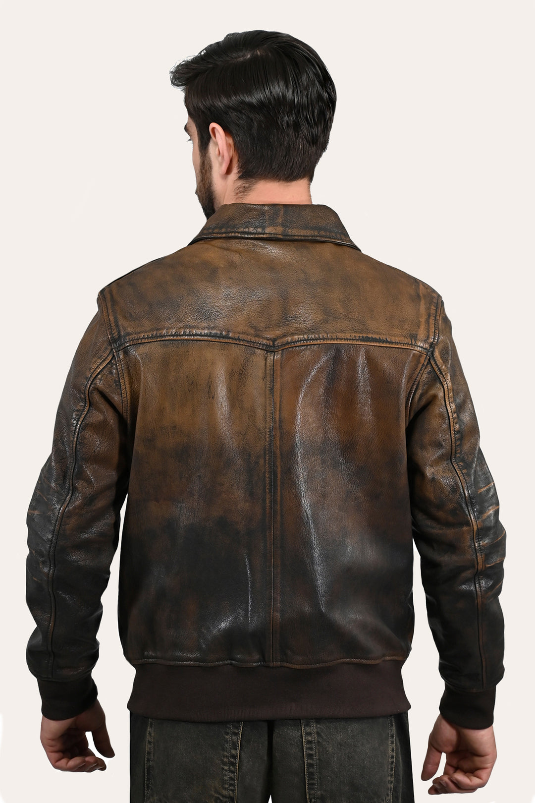 Men’s Brown Beige Nebraska Bomber Leather Jacket Brown/Beige - Frye