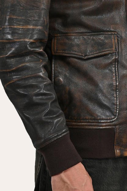 Men’s Brown Beige Nebraska Bomber Leather Jacket Brown/Beige - Frye