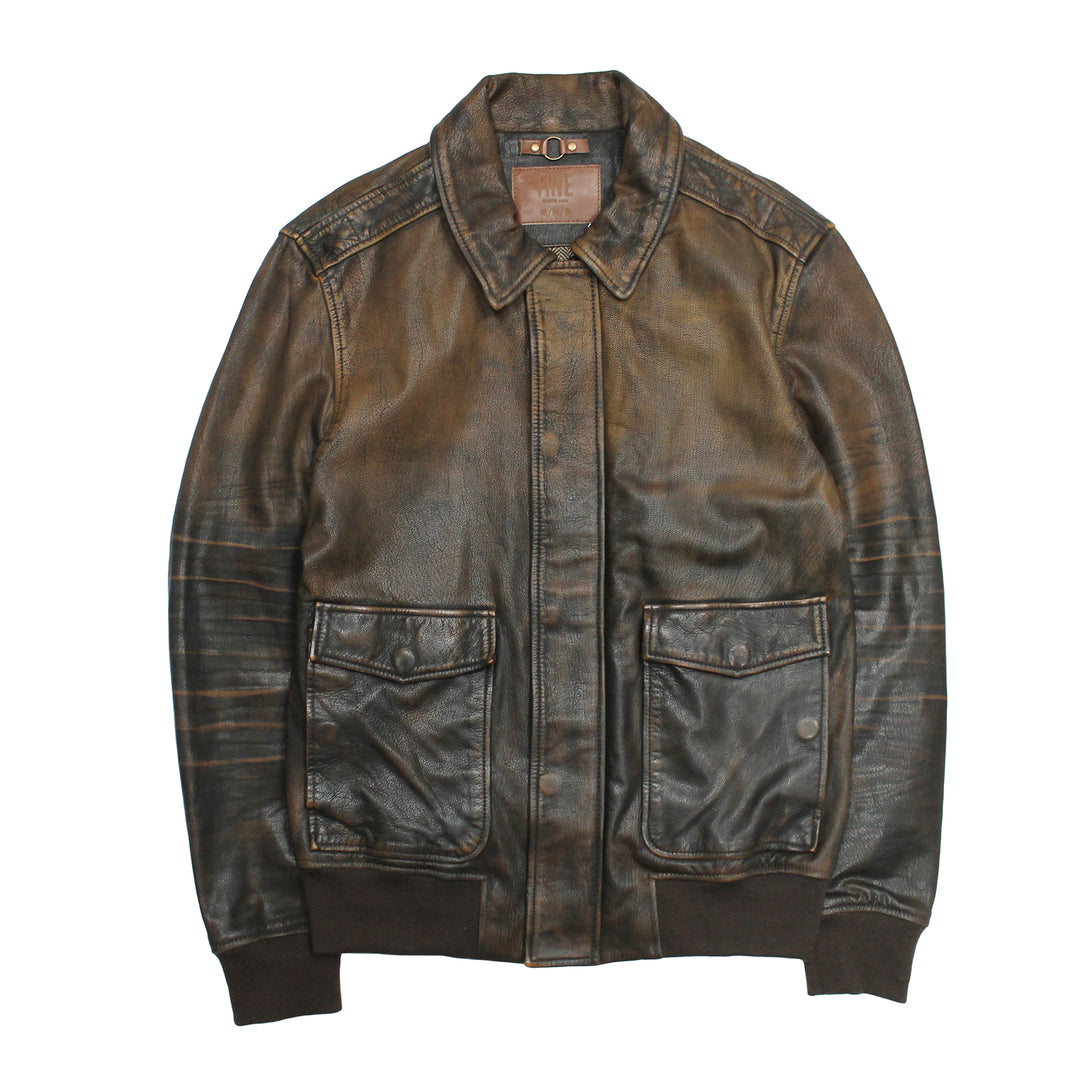 Men’s Brown Beige Nebraska Bomber Leather Jacket Brown/Beige - Frye