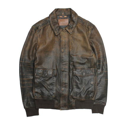 Men’s Brown Beige Nebraska Bomber Leather Jacket Brown/Beige - Frye