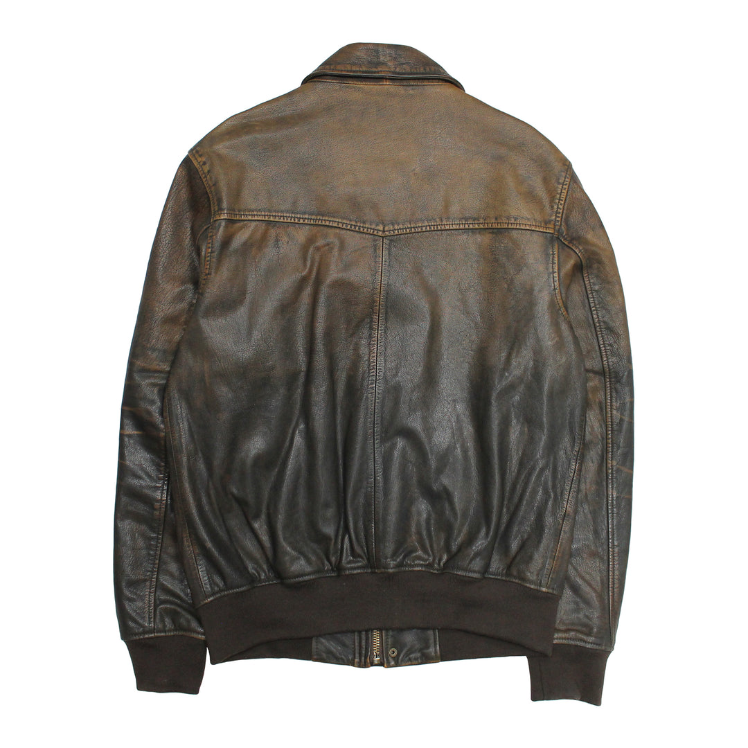 Men’s Brown Beige Nebraska Bomber Leather Jacket Brown/Beige - Frye