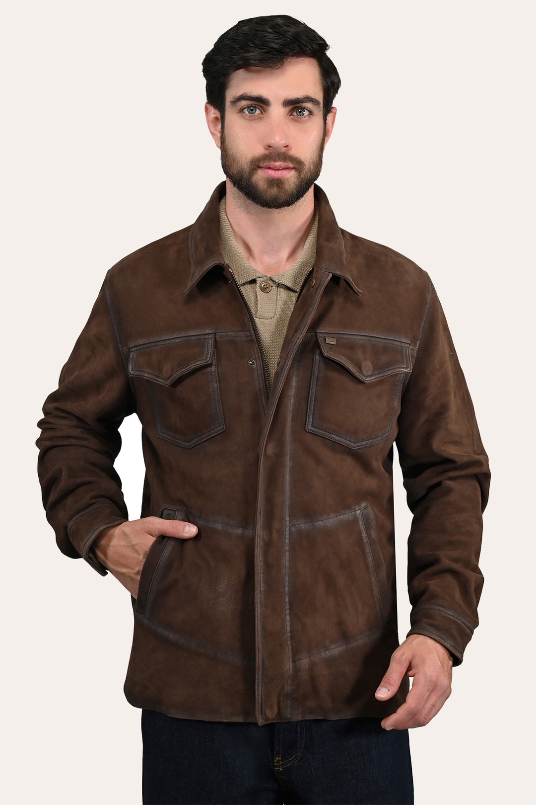 Men’s Dark Brown Brody Suede Shacket Dark brown - Frye