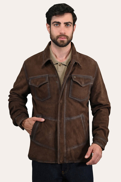 Men’s Dark Brown Brody Suede Shacket Dark brown - Frye