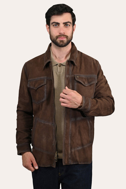 Men’s Dark Brown Brody Suede Shacket Dark brown - Frye