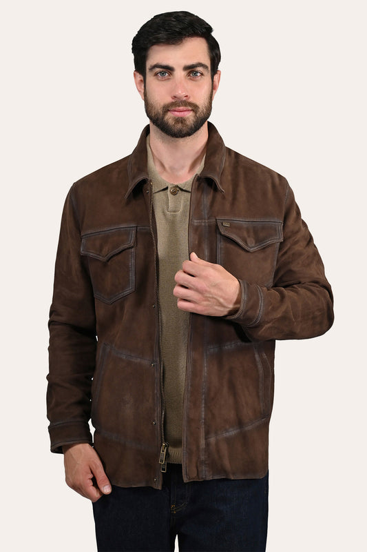 Men’s Dark Brown Brody Suede Shacket Dark brown - Frye