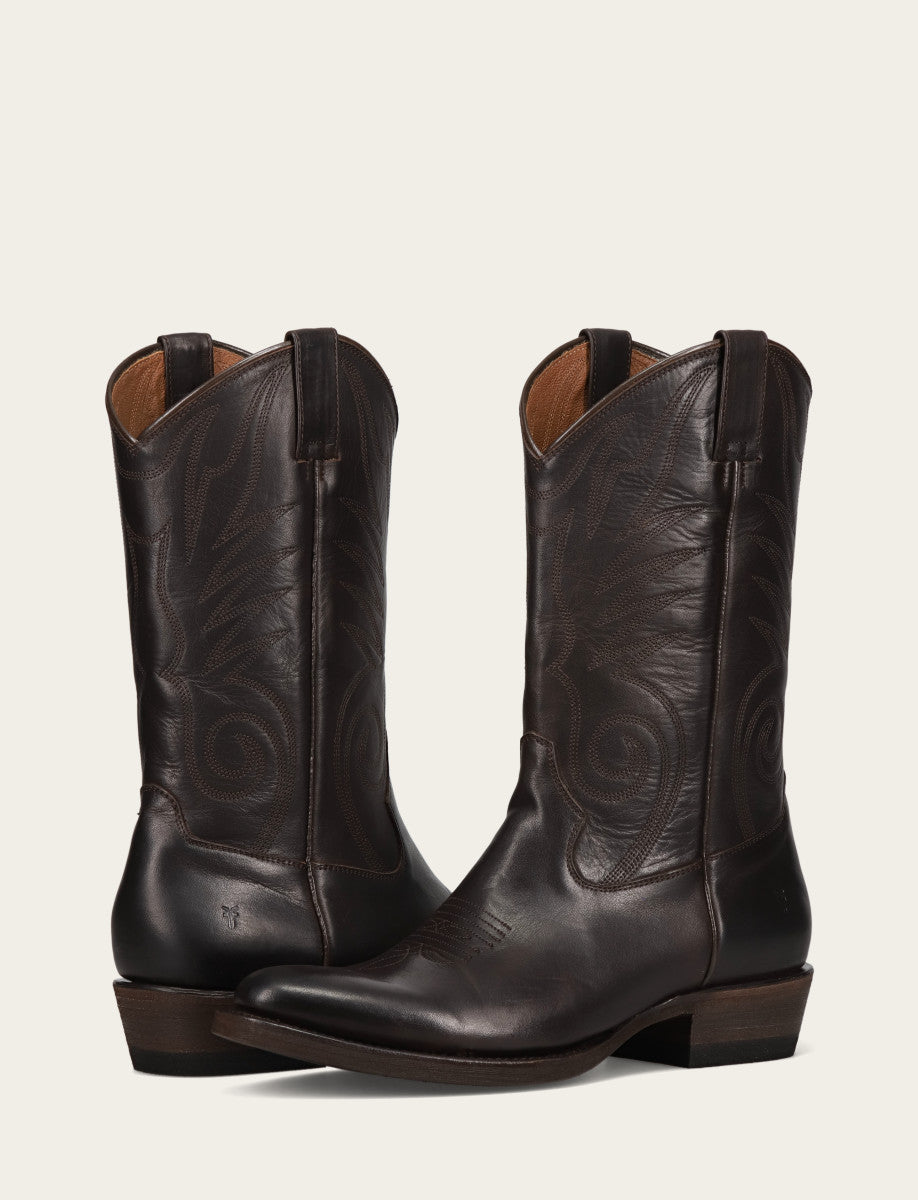 Men's Chocolate Grady Vintage Stitch Western Boots CHOCOLATE - Frye